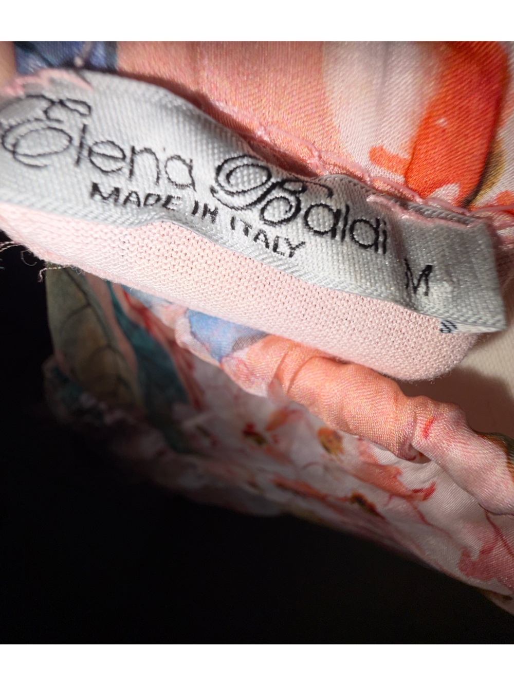 Elena Baldi Silk Blend Made In Italy Peach Floral Tiered M Dress Romantic - Picture 7 of 8